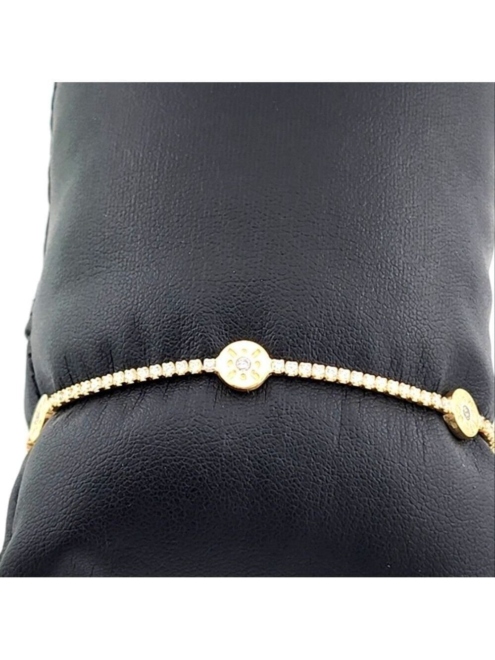 Elegant Gold Tone Bracelet Stamped 925 - Picture 8 of 9